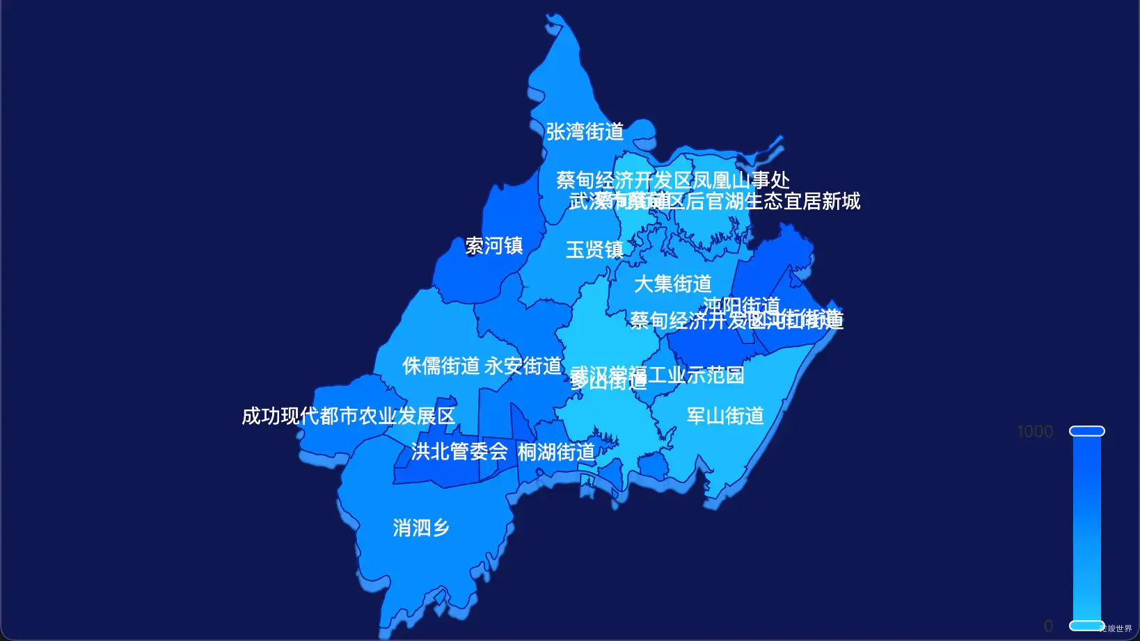 echarts 武汉市蔡甸区geoJson地图 visualMap控制地图颜色